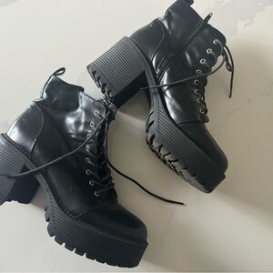 Chunky Lug Sole Black Platform Boots